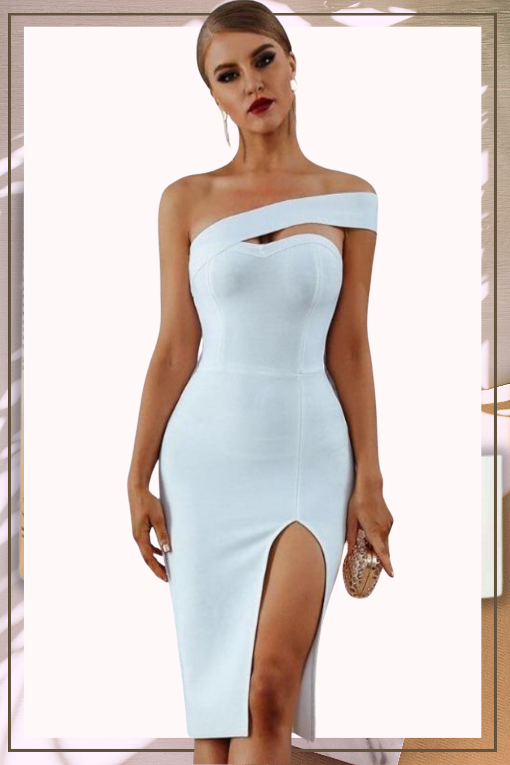 Delicate Diva High Slit Off Shoulder Bodycon