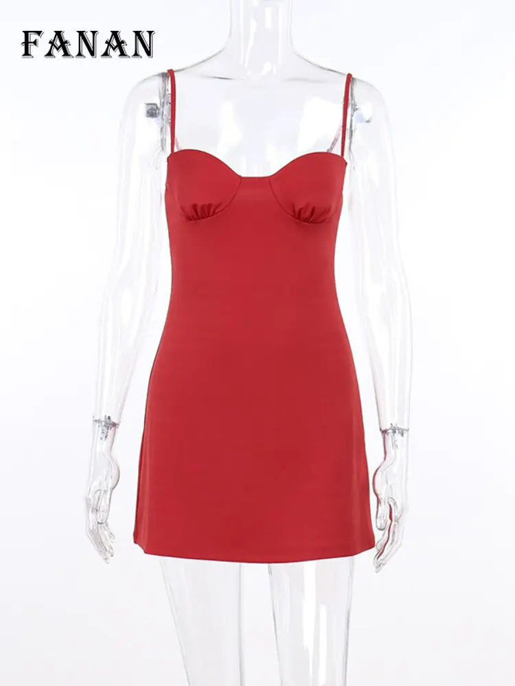 Elegant Red Sleeveless A-line Mini Dress for Women