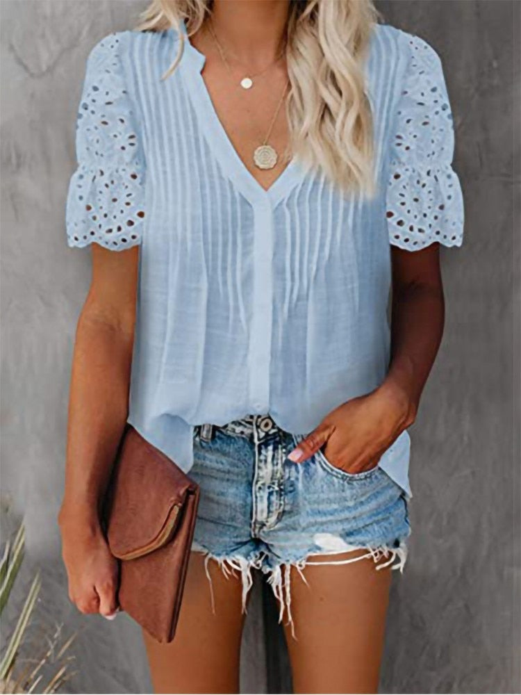 Shirt with Lace and V-neck Emily