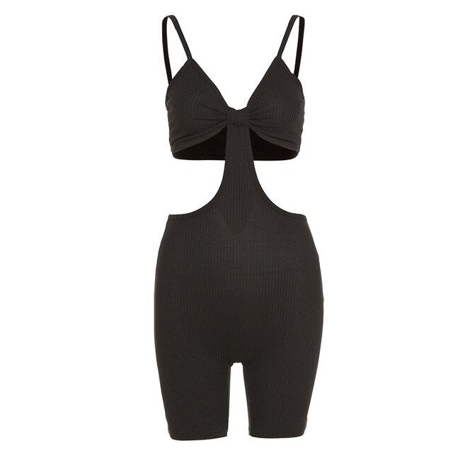 Hollow Out Spaghetti Strap Bodysuits