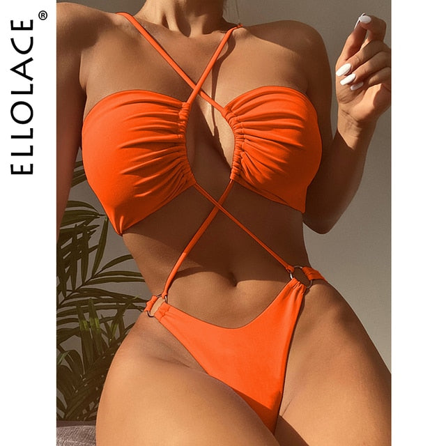 Sexy Cross Halter One Piece Swimsuit