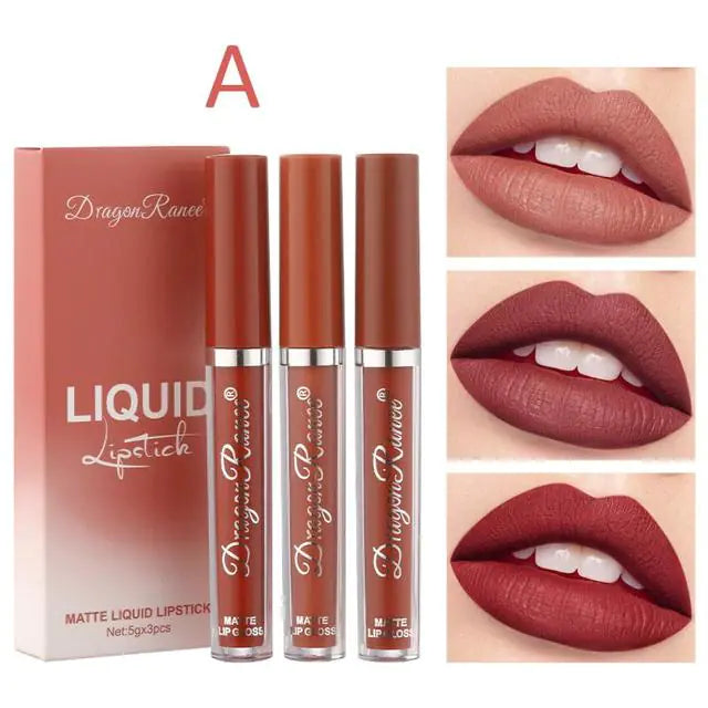 3pc/set Waterproof Matte Velvet Lip Gloss