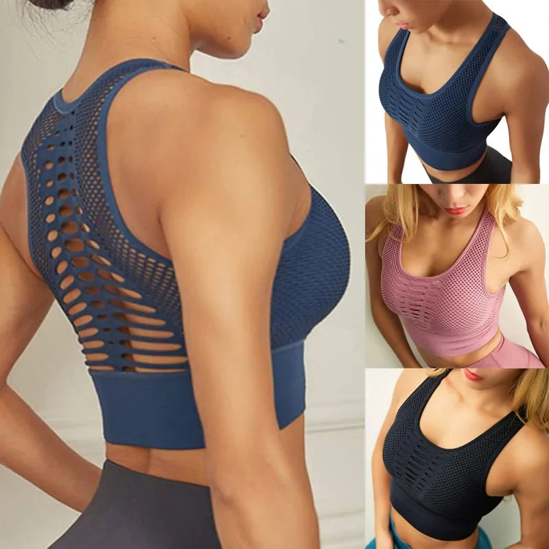 Mesh Breathable Push-Up Sports Bra for Women