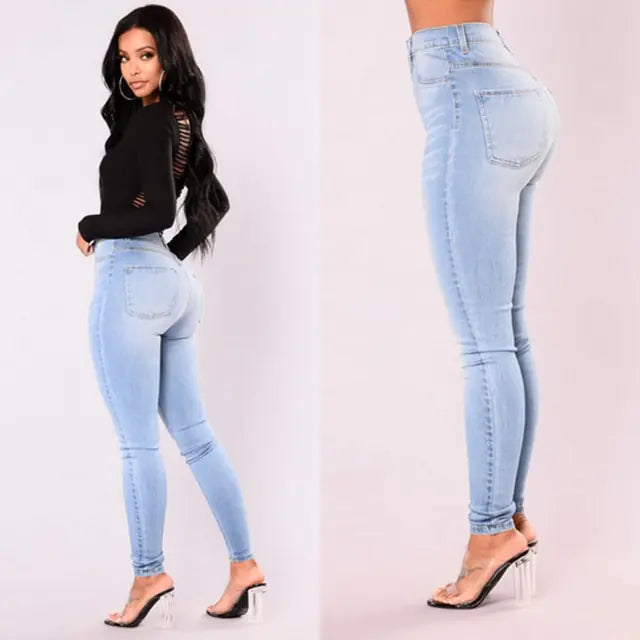 High-Waist Skinny Denim Jeans