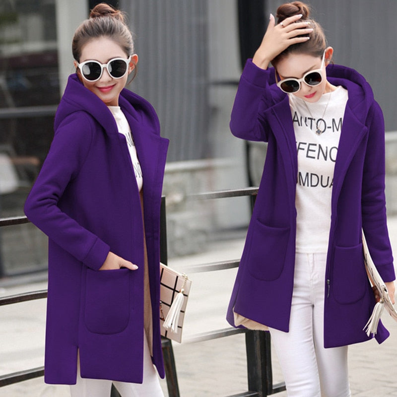 Fleece Long Hooded Coats