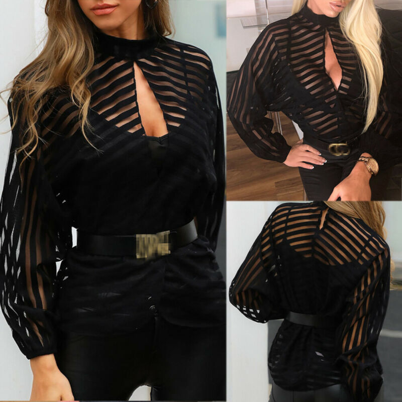 Mesh Net Long Sleeve Blouse