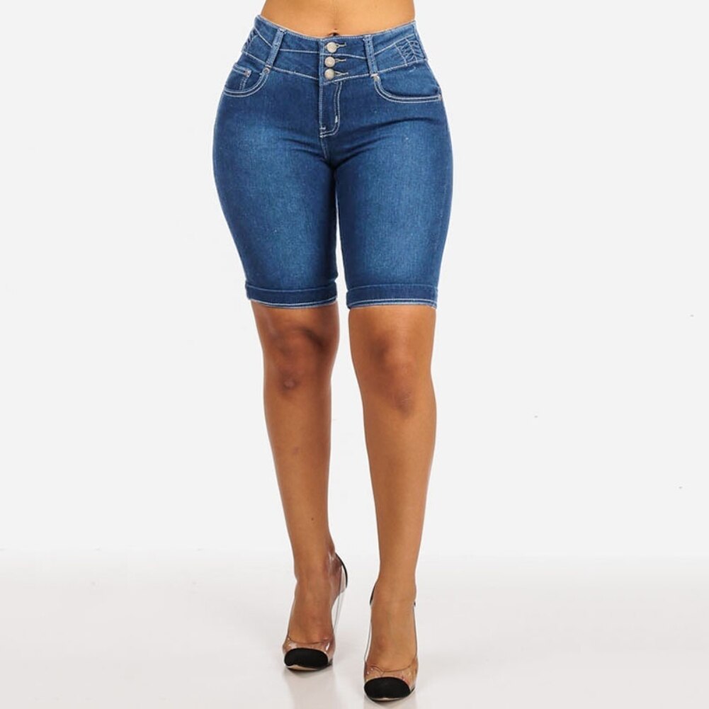 Knee Length Stretch Short Jeans