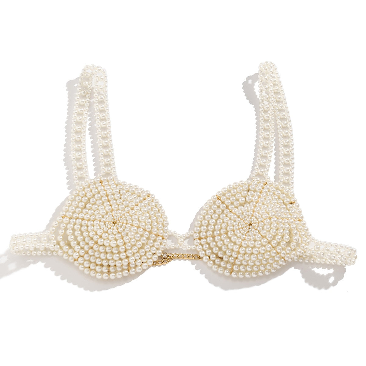 White Beaded Pearl Corset Bra